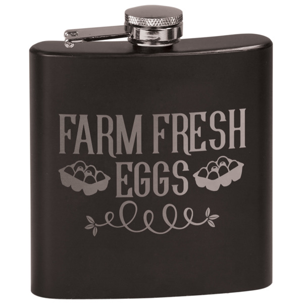 Custom Farm Quotes Black Flask Set