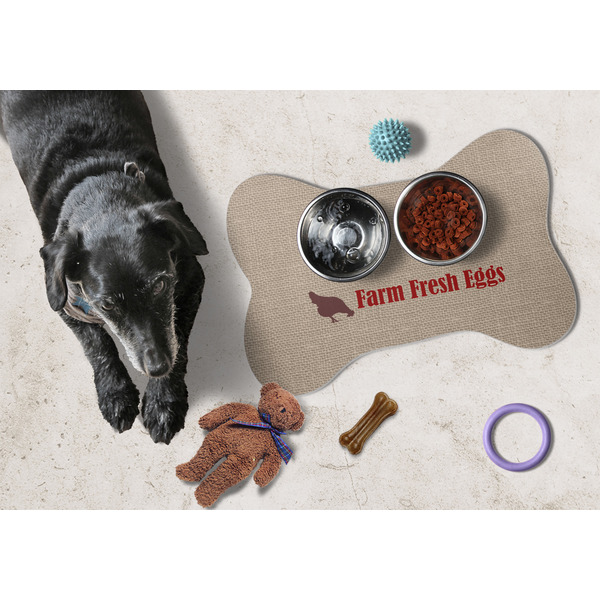 Farm Quotes Bone Shaped Mat w/ Food & Water