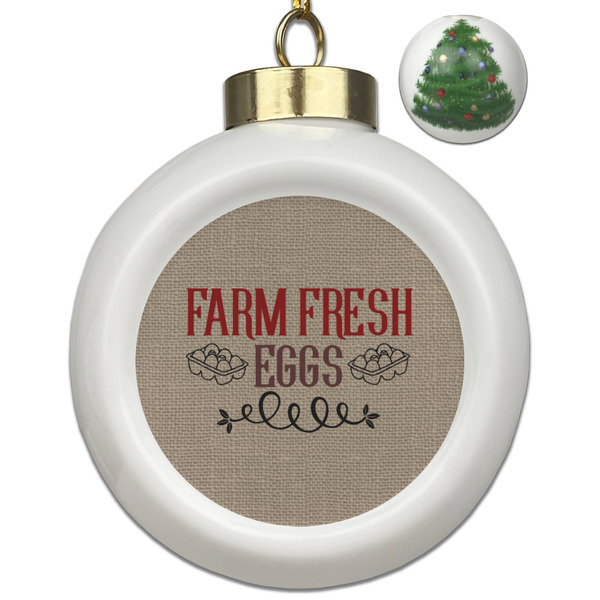 Custom Farm Quotes Ceramic Ball Ornament - Christmas Tree