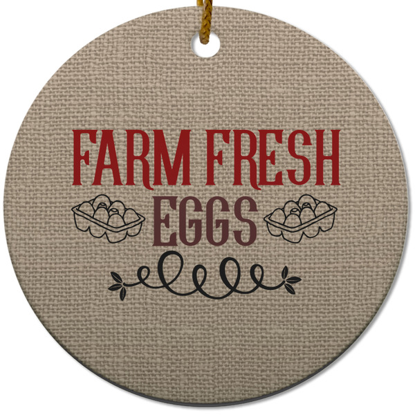 Custom Farm Quotes Round Ceramic Ornament