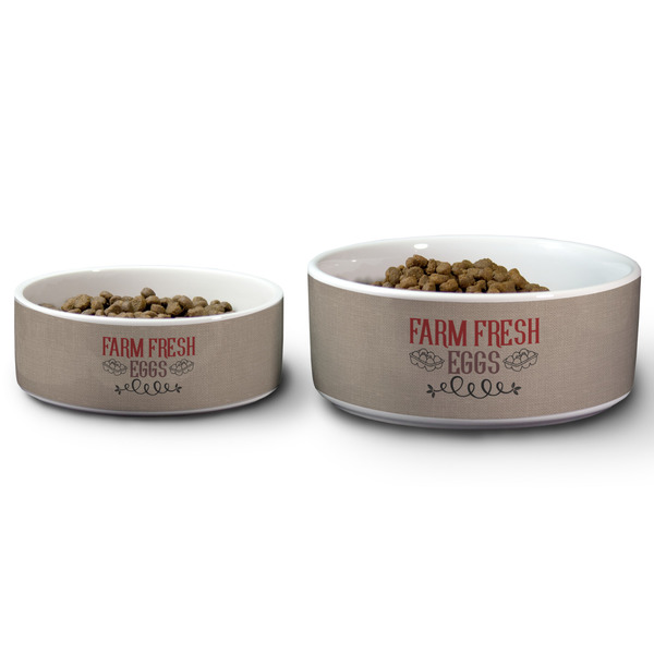 Farm Quotes Ceramic Dog Bowls - Size Comparison