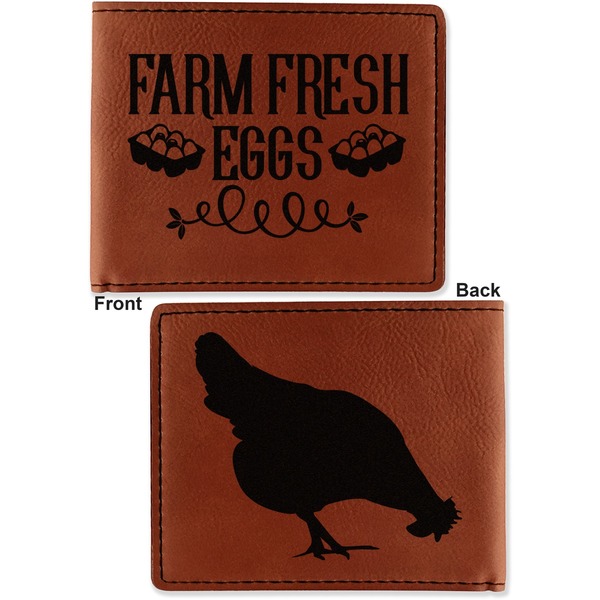 Farm Quotes Cognac Leatherette Bifold Wallets - Front and Back