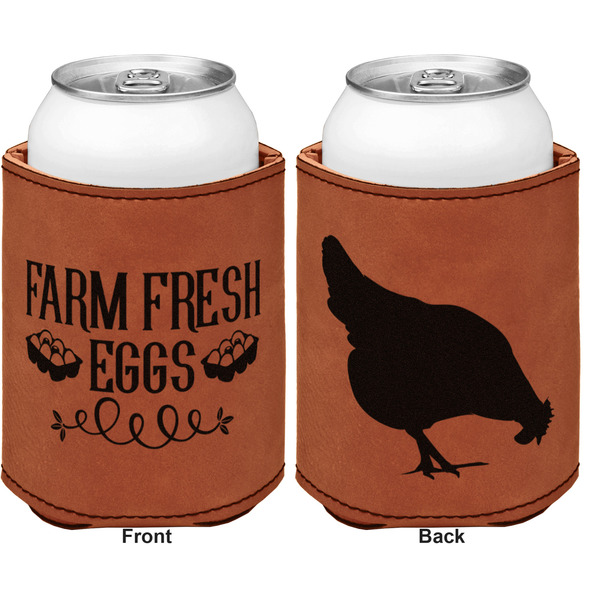 Farm Quotes Cognac Leatherette Can Sleeve - Double Sided Front and Back