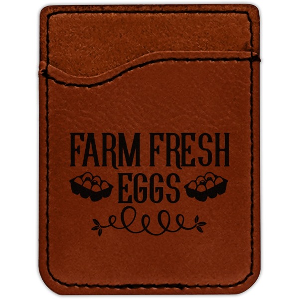 Farm Quotes Cognac Leatherette Phone Wallet close up