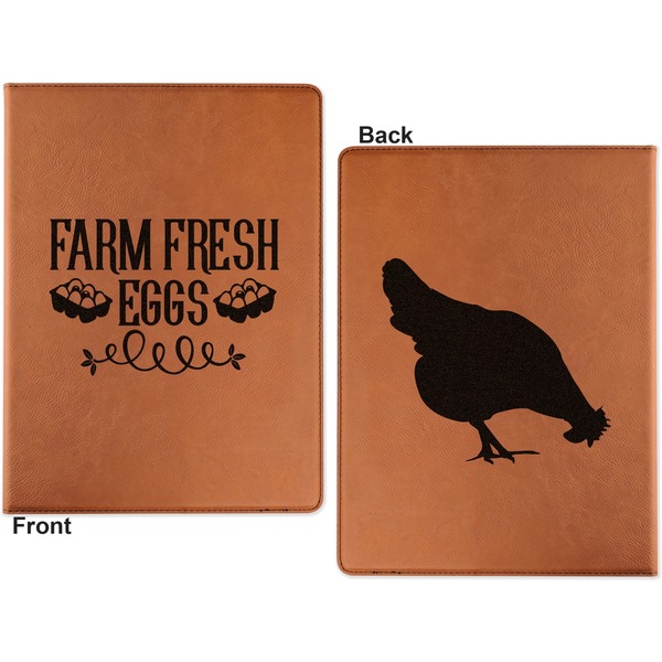 Farm Quotes Cognac Leatherette Portfolios with Notepad - Large - Double Sided - Apvl