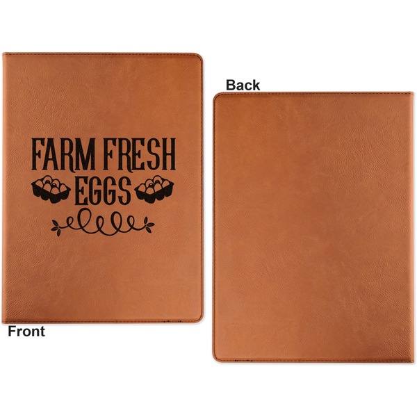 Farm Quotes Cognac Leatherette Portfolios with Notepad - Large - Single Sided - Apvl