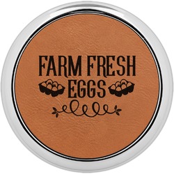 Farm Quotes Leatherette Round Coaster w/ Silver Edge - Single or Set (Personalized)