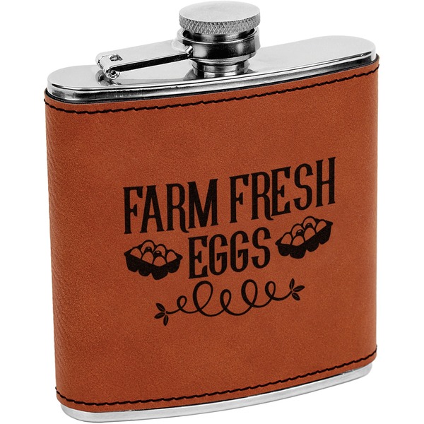 Custom Farm Quotes Leatherette Wrapped Stainless Steel Flask