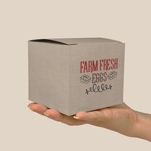 Farm Quotes Cube Favor Gift Box - On Hand - Scale View