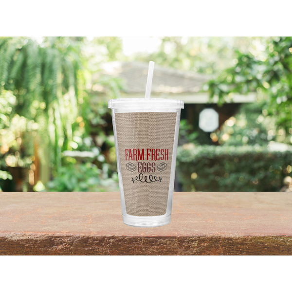 Farm Quotes Double Wall Tumbler with Straw Lifestyle