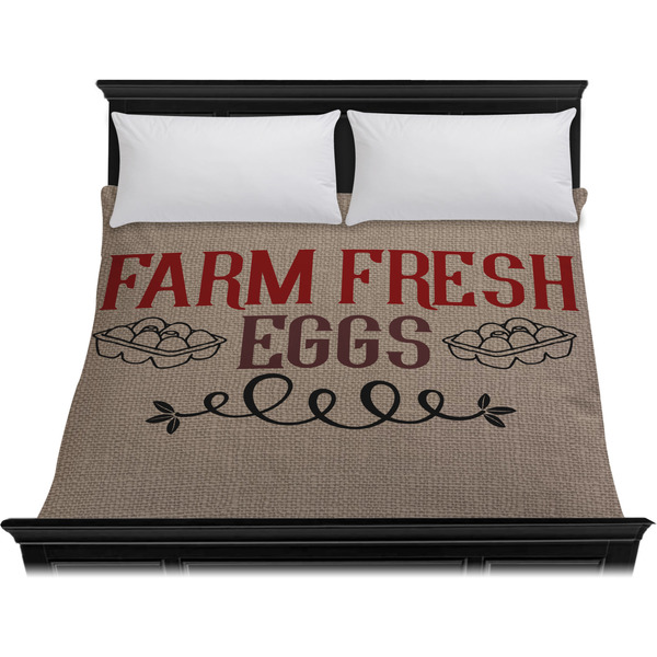 Farm Quotes Duvet Cover - King - On Bed - No Prop
