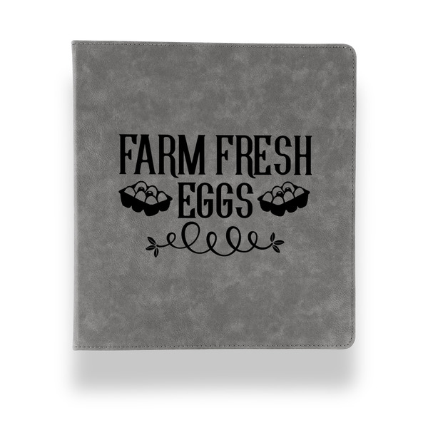 Custom Farm Quotes Leather Binder - 1" - Grey