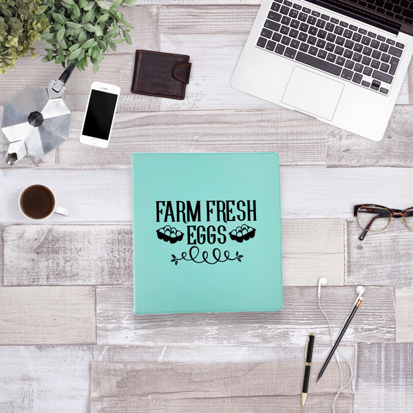Farm Quotes Leather Binder - 1" - Teal - Lifestyle View