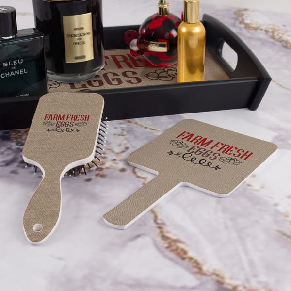 Farm Quotes Hair Brush and Hand Mirror - Bathroom Scene