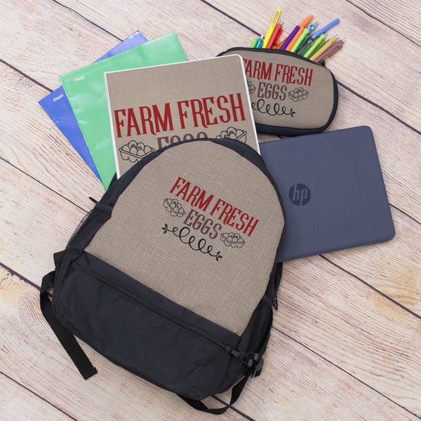 Farm Quotes Large Backpack - Black - With Stuff
