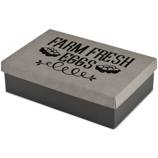Custom Farm Quotes Large Gift Box w/ Engraved Leather Lid