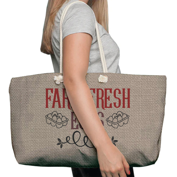Farm Quotes Large Rope Tote Bag - In Context View