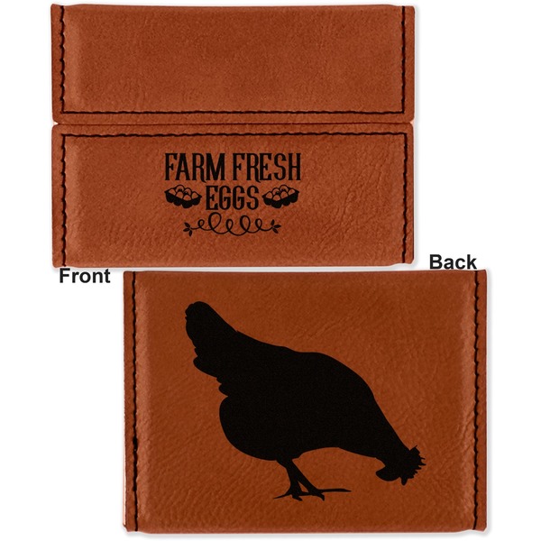 Farm Quotes Leather Business Card Holder - Front Back