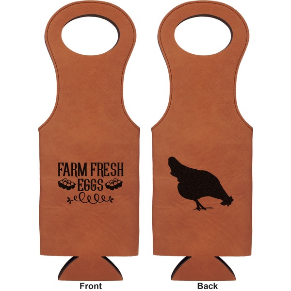 Farm Quotes Leatherette Wine Tote Double Sided - Front and Back