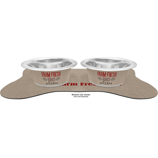 Farm Quotes Metal Pet Bowls - On Dog Bone Shaped Mat