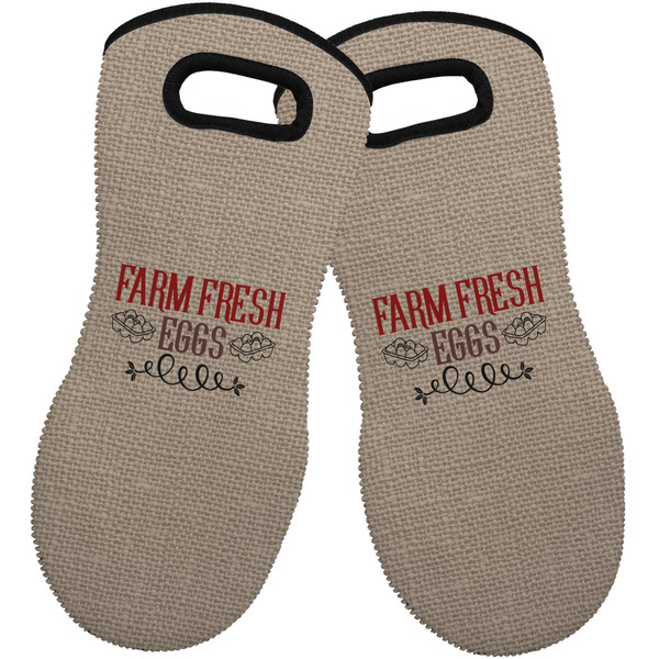 Farm Quotes Neoprene Oven Mitt -Set of 2 - Front
