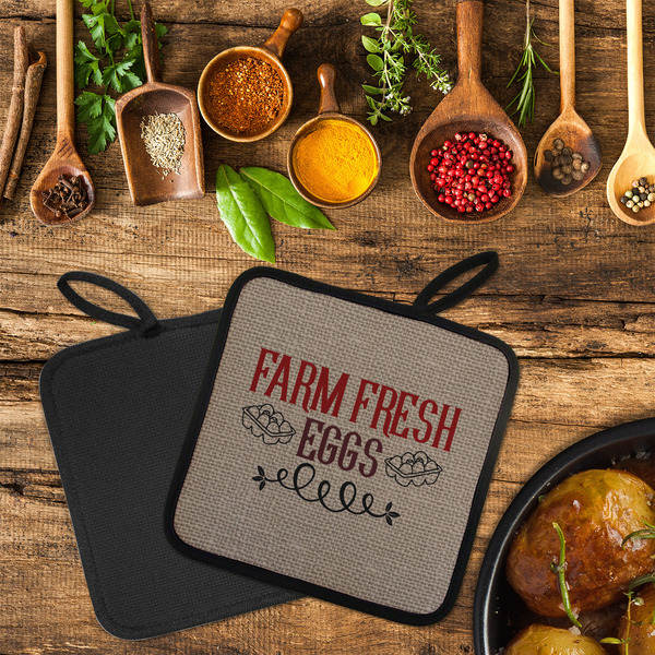 Farm Quotes Neoprene Pot Holder - Set of 2  LIFESTYLE (Flatlay)