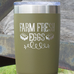 Farm Quotes 20 oz Stainless Steel Tumbler - Olive - Single Sided