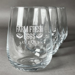 Farm Quotes Stemless Wine Glasses (Set of 4)
