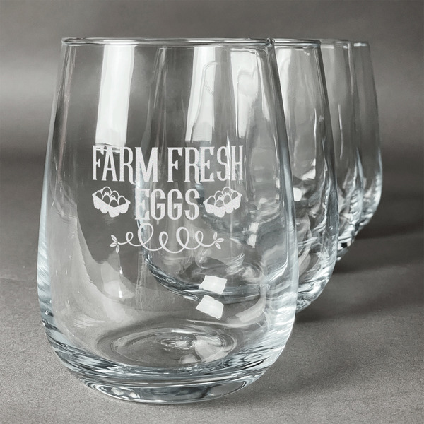 Custom Farm Quotes Stemless Wine Glasses (Set of 4)