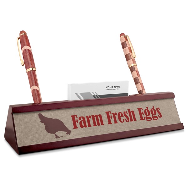 Custom Farm Quotes Red Mahogany Nameplate with Business Card Holder (Personalized)