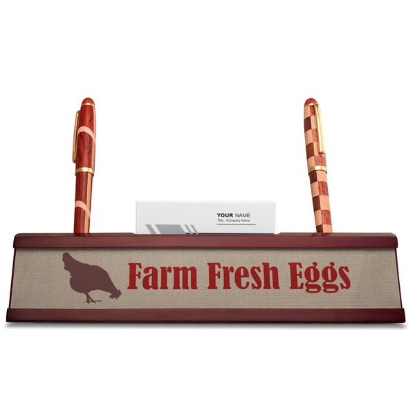 Farm Quotes Red Mahogany Nameplates with Business Card Holder - Straight
