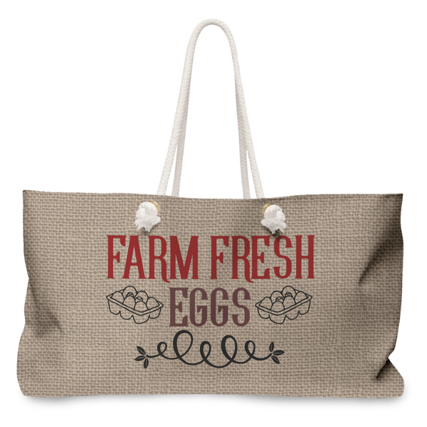 Custom Farm Quotes Large Tote Bag with Rope Handles