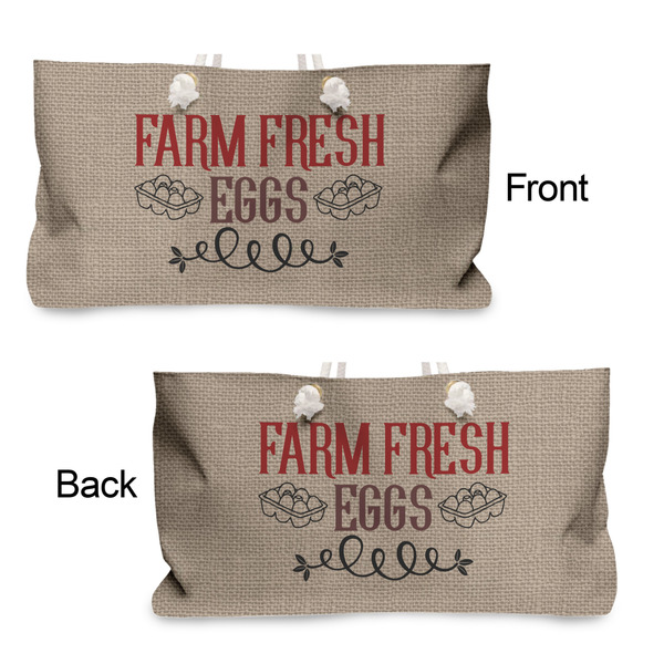 Farm Quotes Large Rope Tote - From & Back View
