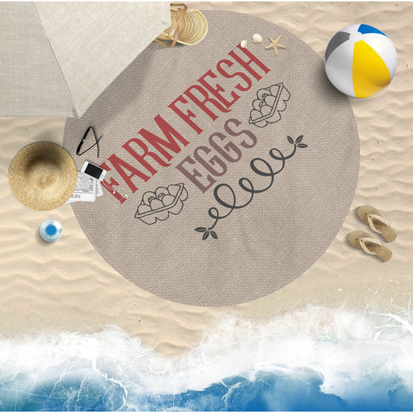 Farm Quotes Round Beach Towel Lifestyle