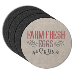 Farm Quotes Round Rubber Backed Coasters - Set of 4