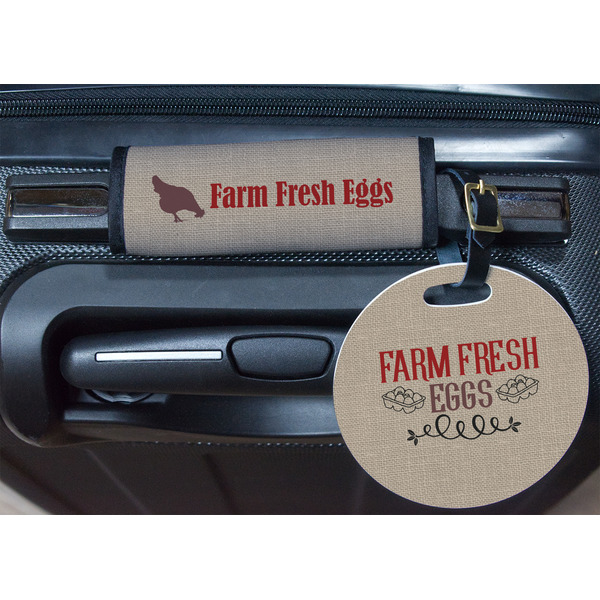Farm Quotes Round Luggage Tag & Handle Wrap - In Context
