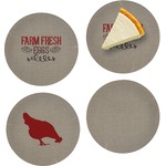 Farm Quotes Set of 4 Glass Appetizer / Dessert Plate 8"