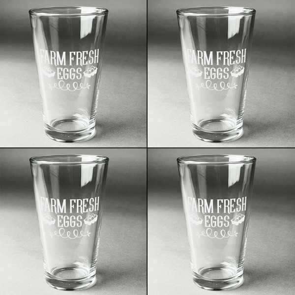 Farm Quotes Set of Four Engraved Beer Glasses - Individual View