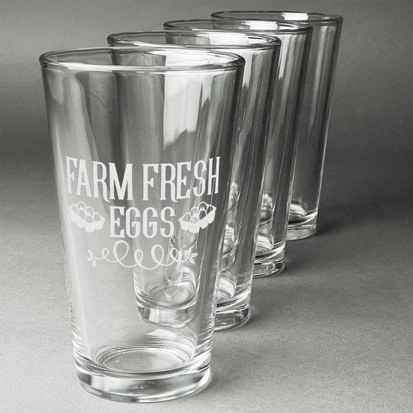 Custom Farm Quotes Pint Glasses - Engraved (Set of 4)