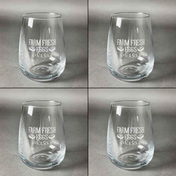 Farm Quotes Set of Four Personalized Stemless Wineglasses (Approval)