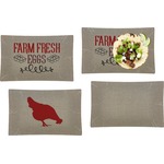Farm Quotes Set of 4 Glass Rectangular Lunch / Dinner Plate