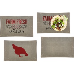 Farm Quotes Set of 4 Glass Rectangular Lunch / Dinner Plate