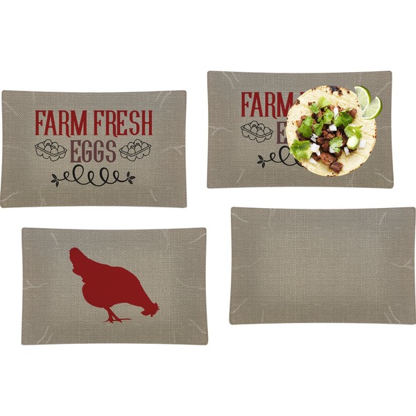 Custom Farm Quotes Set of 4 Glass Rectangular Lunch / Dinner Plate