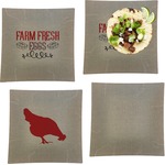 Farm Quotes Set of 4 Glass Square Lunch / Dinner Plate 9.5"