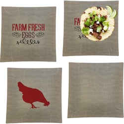 Farm Quotes Set of 4 Glass Square Lunch / Dinner Plate 9.5"