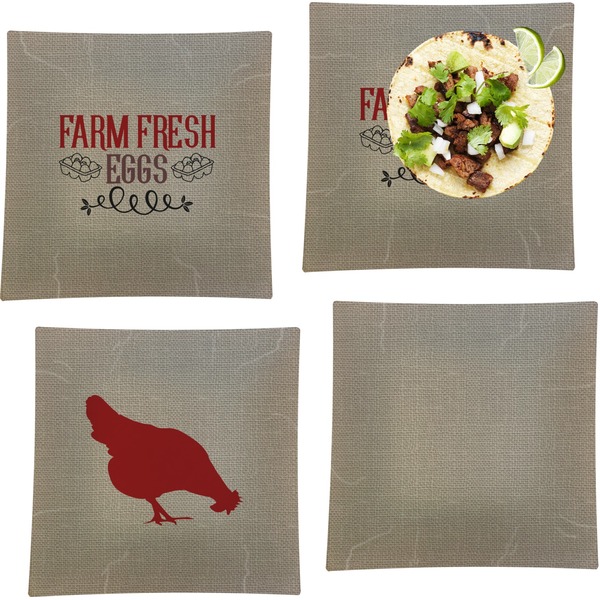 Custom Farm Quotes Set of 4 Glass Square Lunch / Dinner Plate 9.5"