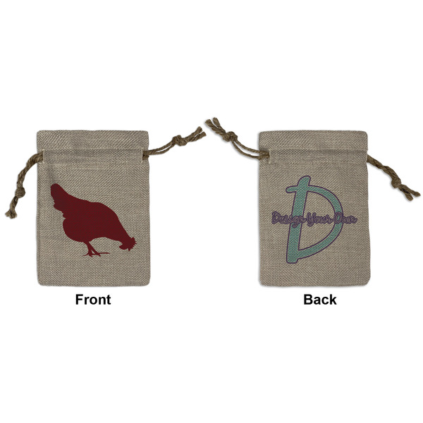 Custom Farm Quotes Small Burlap Gift Bag - Front & Back