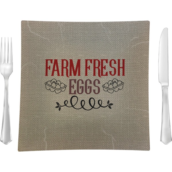 Custom Farm Quotes 9.5" Glass Square Lunch / Dinner Plate- Single or Set of 4