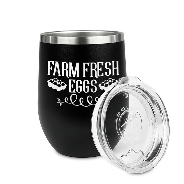 Farm Quotes Stainless Wine Tumblers - Black - Single Sided - Alt View