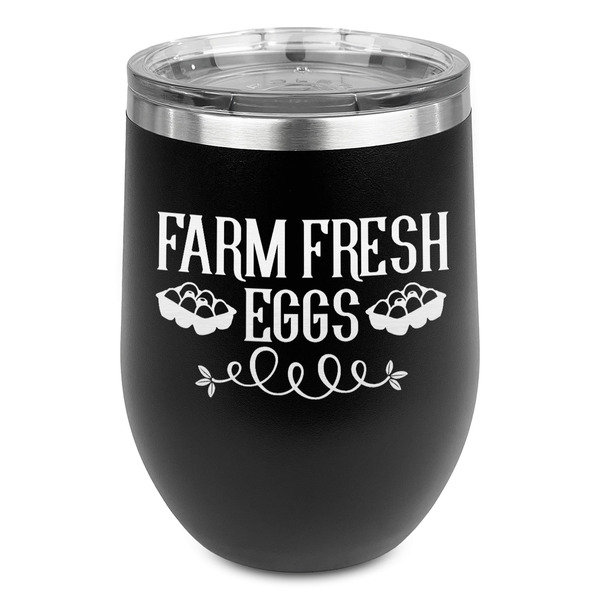 Custom Farm Quotes Stemless Stainless Steel Wine Tumbler - Black - Single Sided